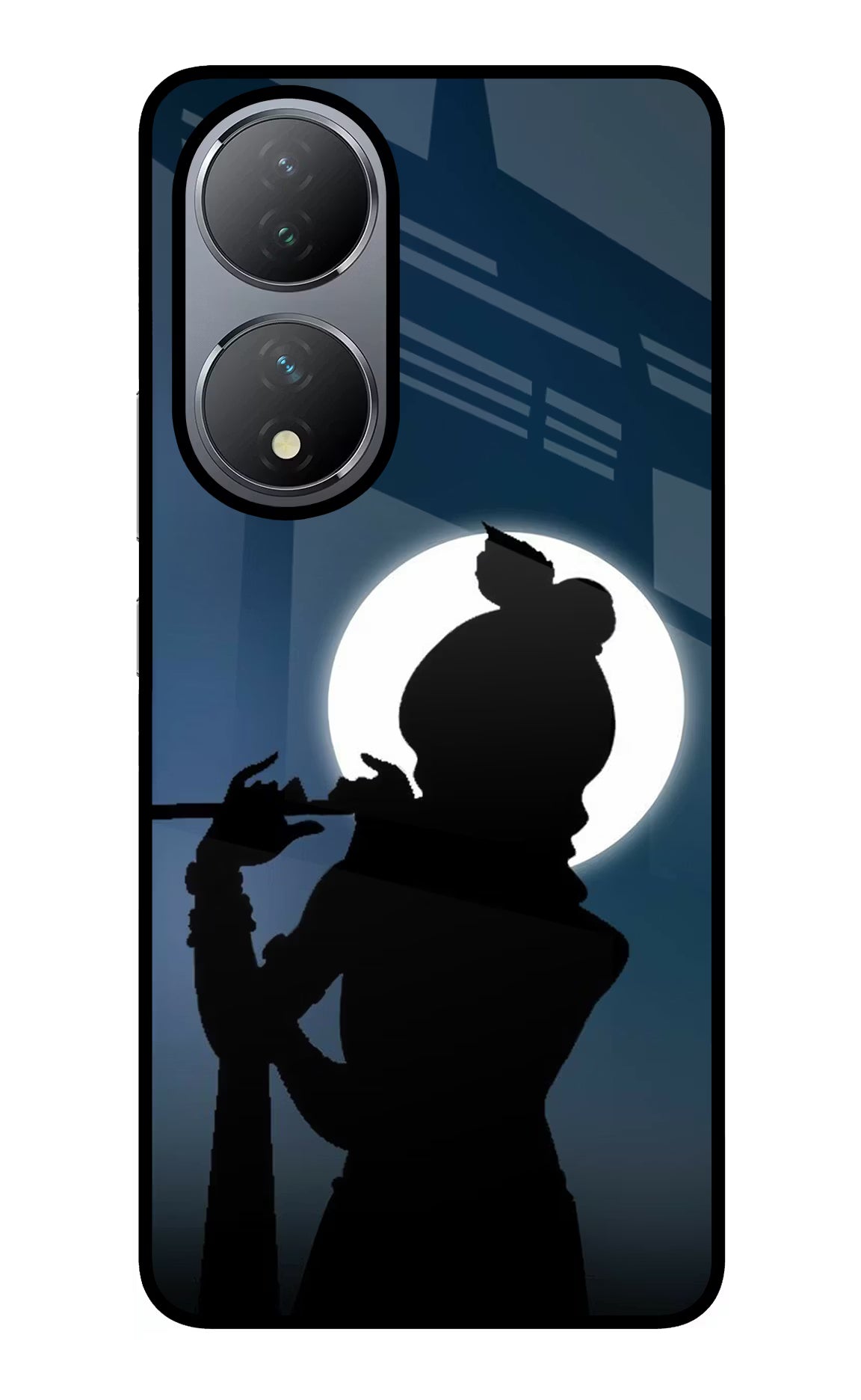 Shri Krishna Silhouette Vivo Y100 Glass Case Back Cover by Casekaro