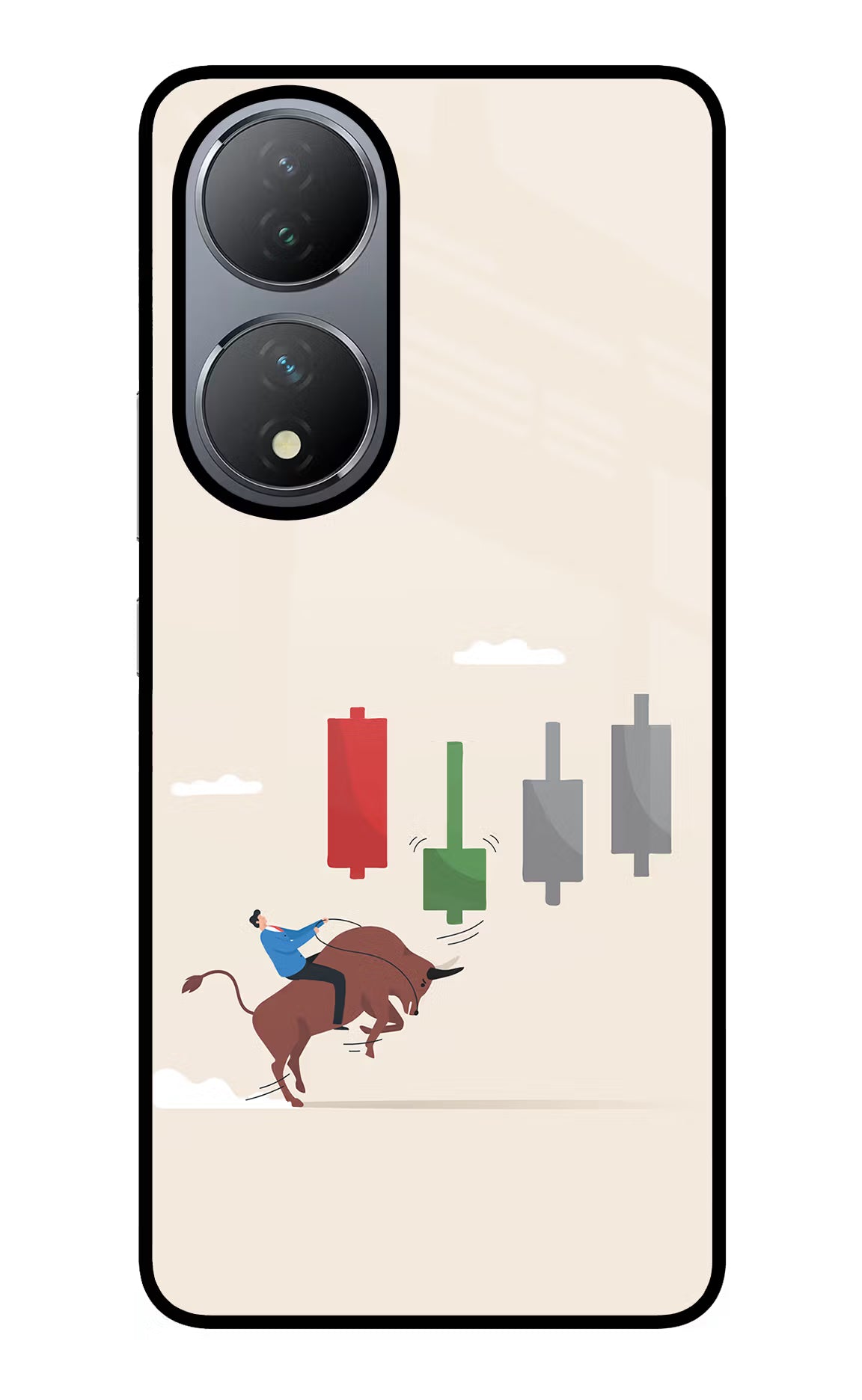 Bull Trading Momentum Vivo Y100 Glass Case Back Cover by Casekaro