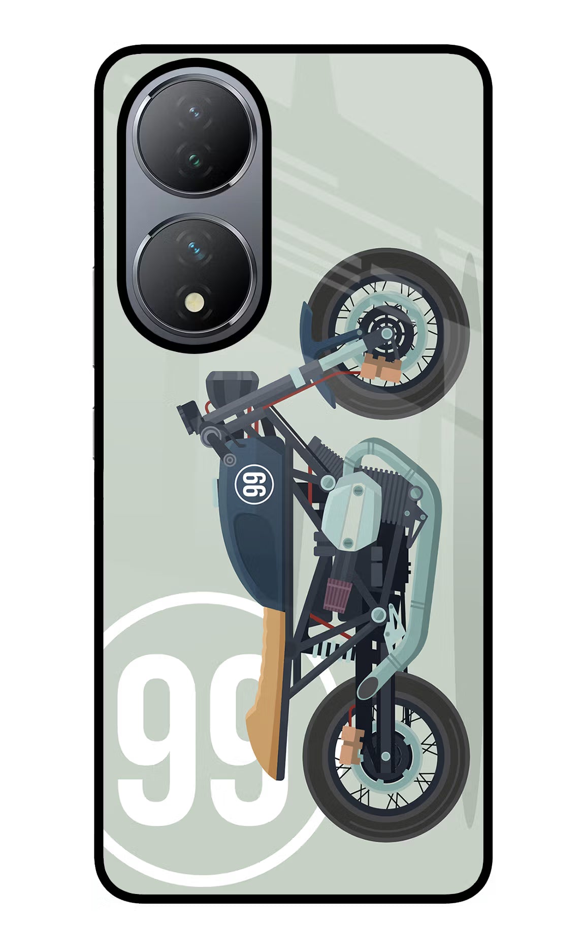 Classic Cafe Racer 99 Vivo Y100 Glass Case Back Cover by Casekaro