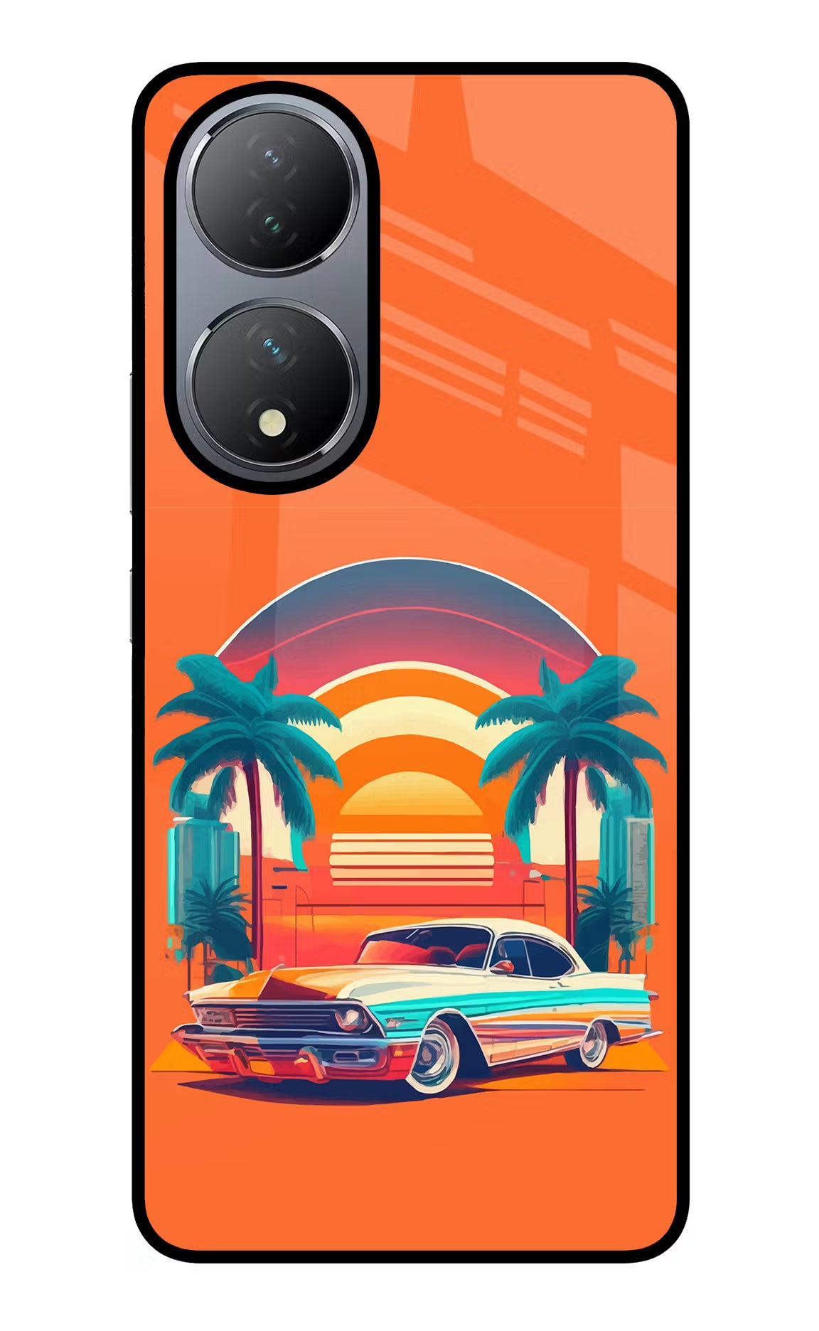 Palm Drive 80s Vivo Y100 Glass Case