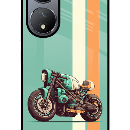 Striped Moto Drift Vivo Y100 Glass Case