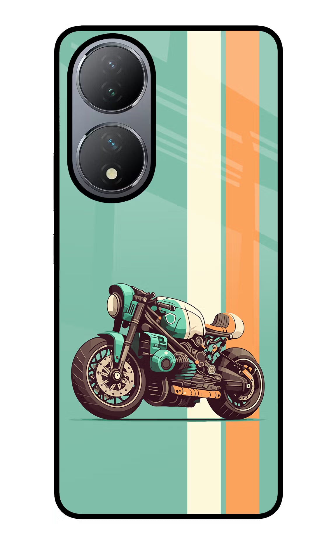 Striped Moto Drift Vivo Y100 Glass Case