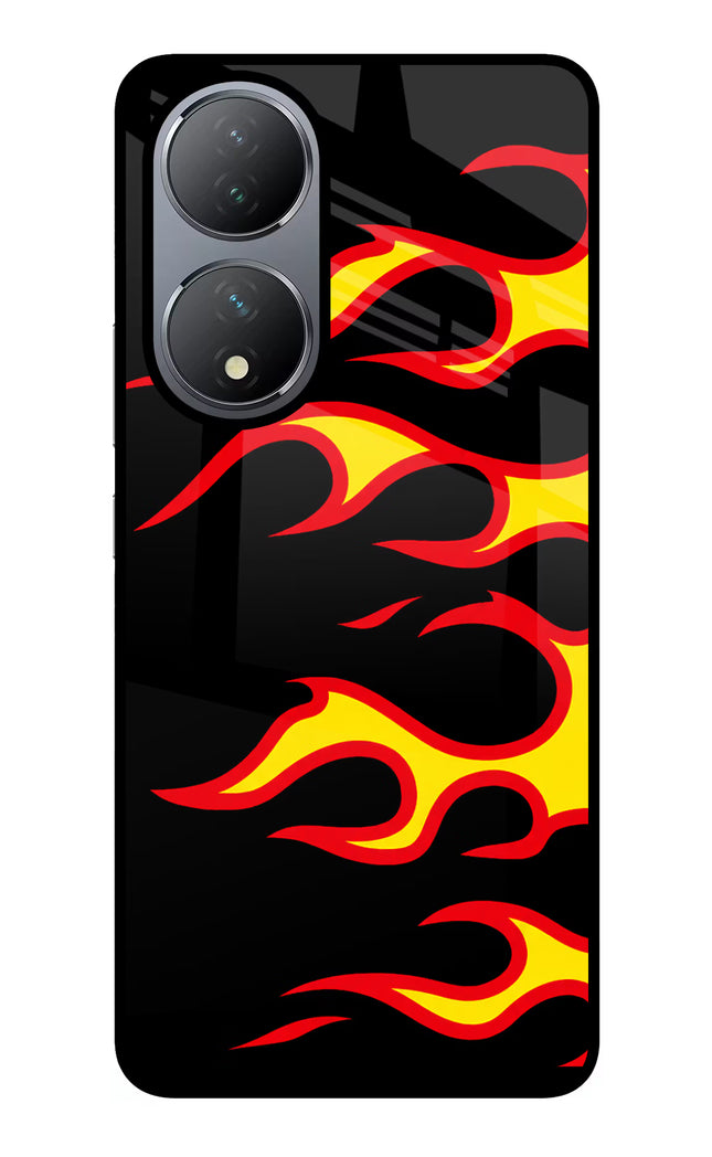 Side Sweep Flames Vivo Y100 Glass Case