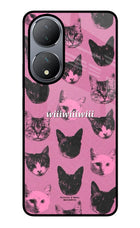 Pink Cats Vivo Y100 Glass Case