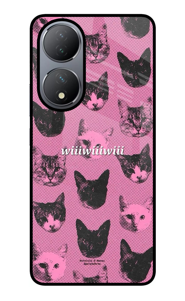 Pink Cats Vivo Y100 Glass Case