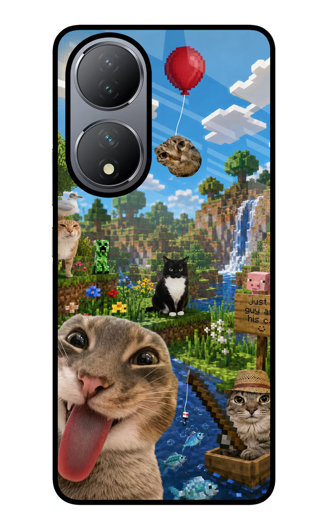 Minecraft Cat Chaos Vivo Y100 Glass Case