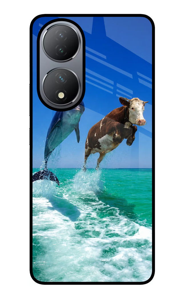 Dolphin vs Cow Vivo Y100 Glass Case