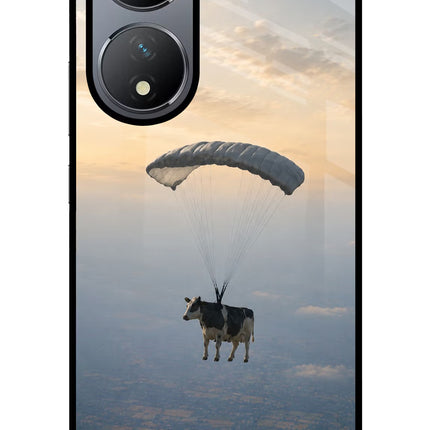 Skydiving Cow Vivo Y100 Glass Case