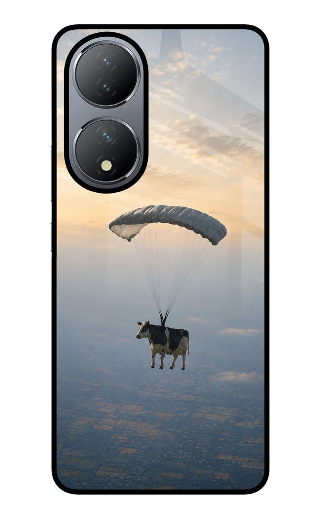 Skydiving Cow Vivo Y100 Glass Case