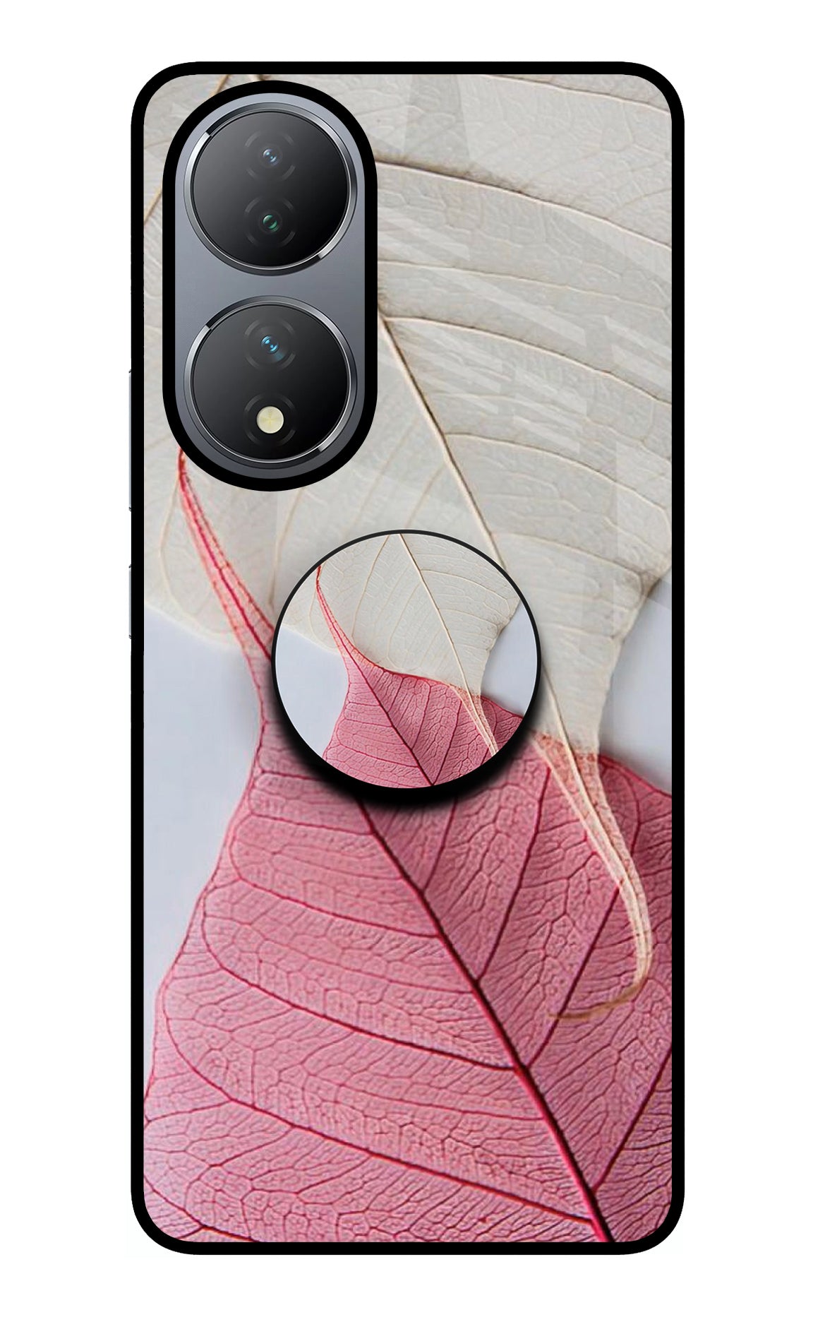 White Pink Leaf Vivo Y100 Glass Case