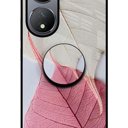 White Pink Leaf Vivo Y100 Glass Case