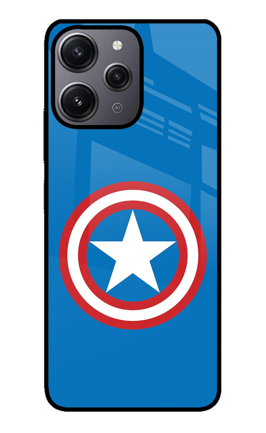 Captain America Logo Redmi 12 4G Glass Case