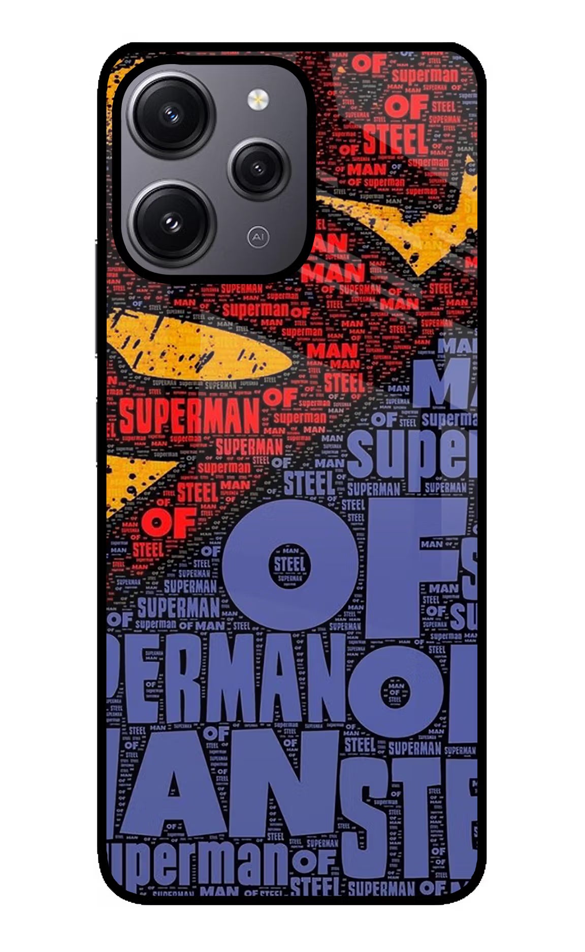 Superman Redmi 12 4G Glass Case Back Cover by Casekaro