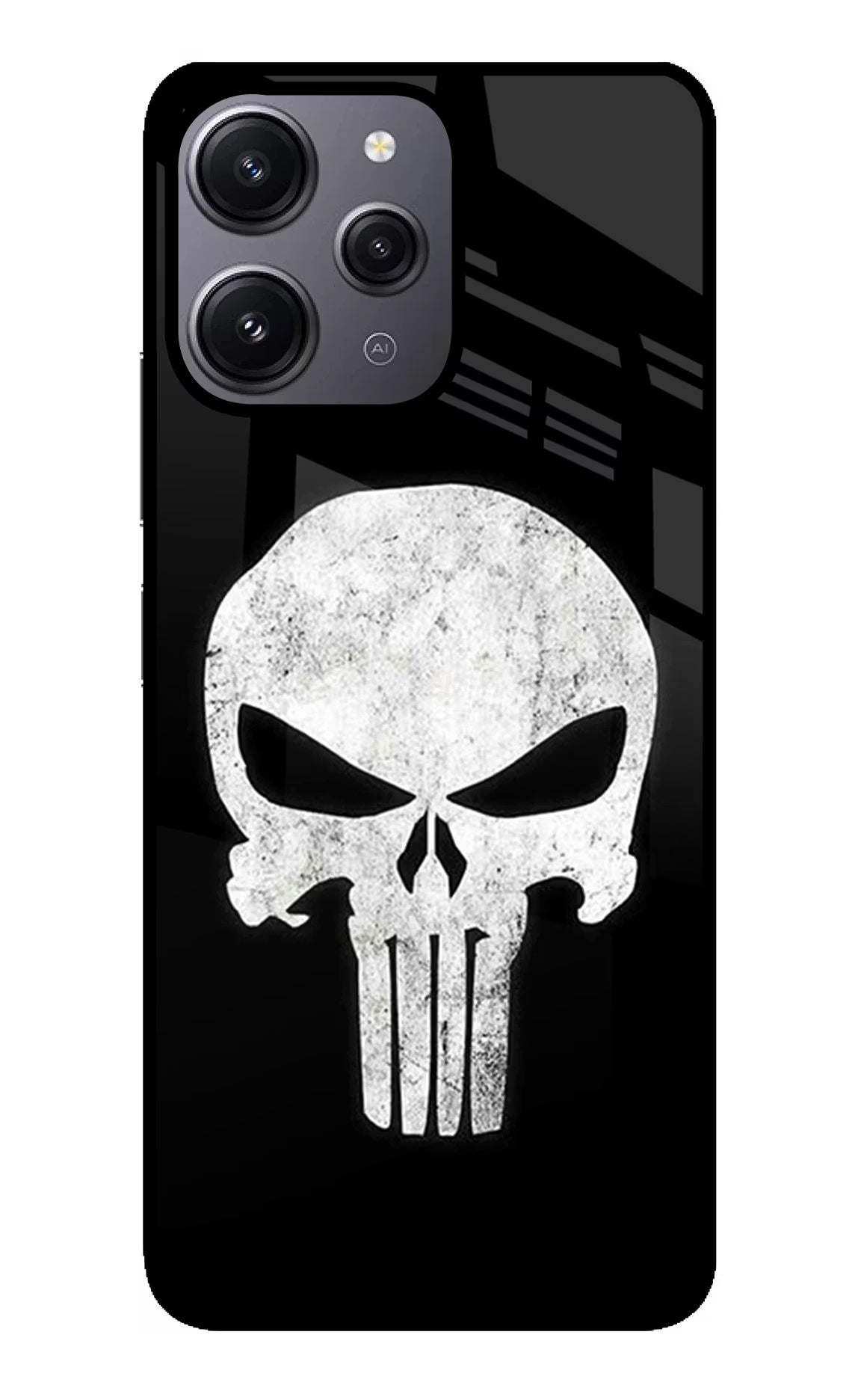 Punisher Skull Redmi 12 4G Glass Case Back Cover by Casekaro