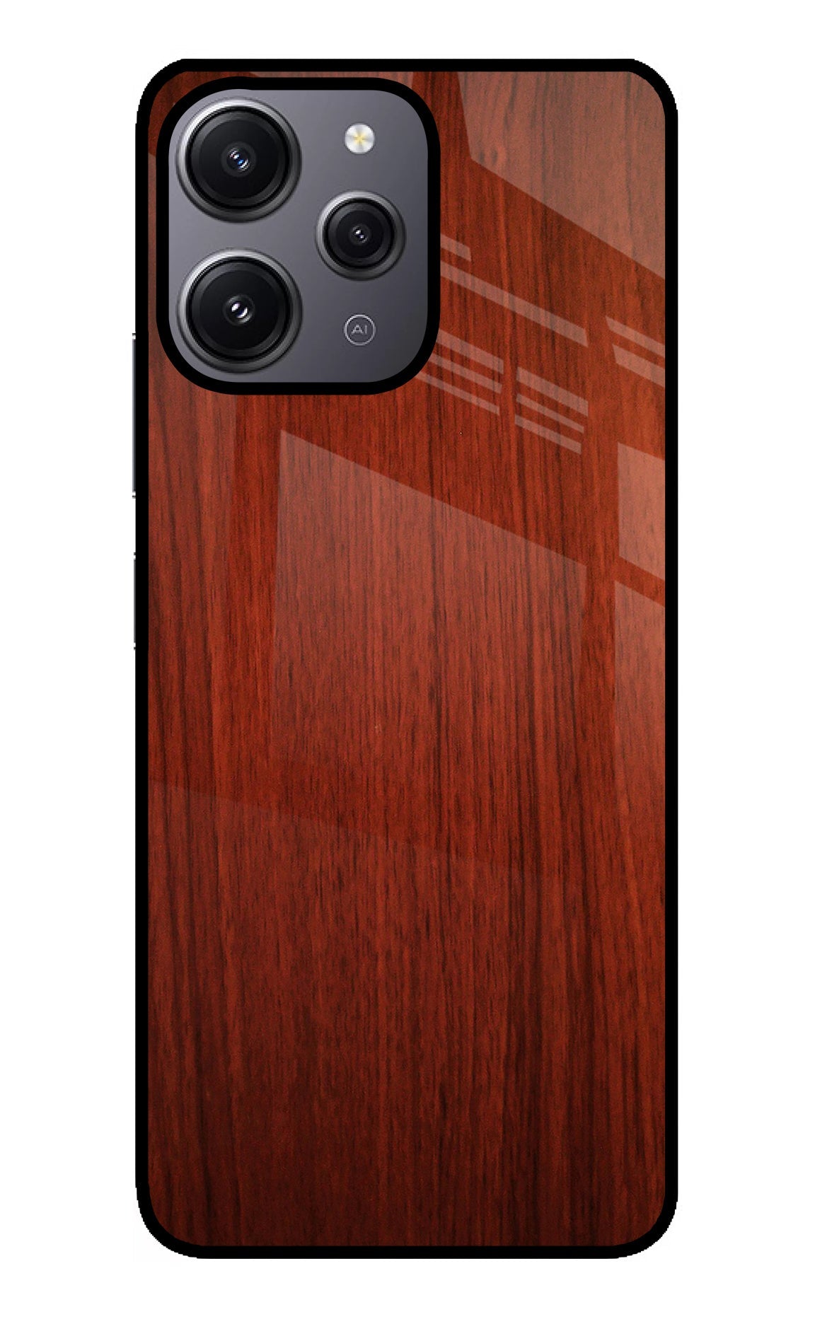 Wooden Plain Pattern Redmi 12 4G Glass Case