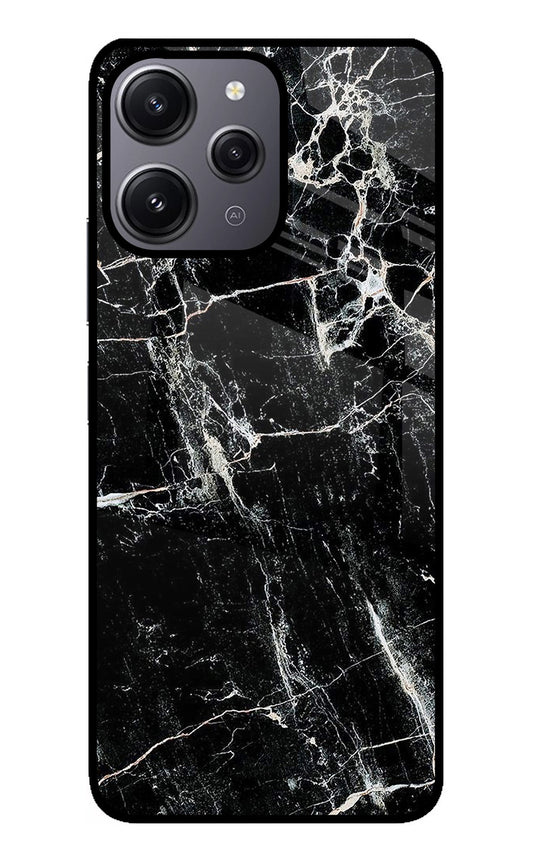 Black Marble Texture Redmi 12 4G Glass Case