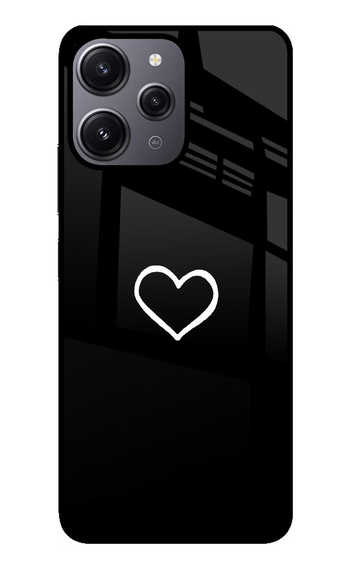 Heart Redmi 12 4G Glass Case Back Cover by Casekaro