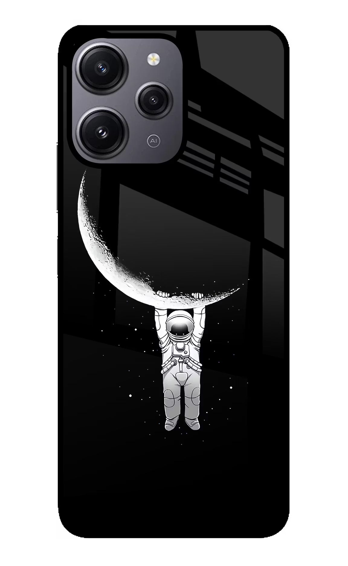 Moon Space Redmi 12 4G Glass Case Back Cover by Casekaro