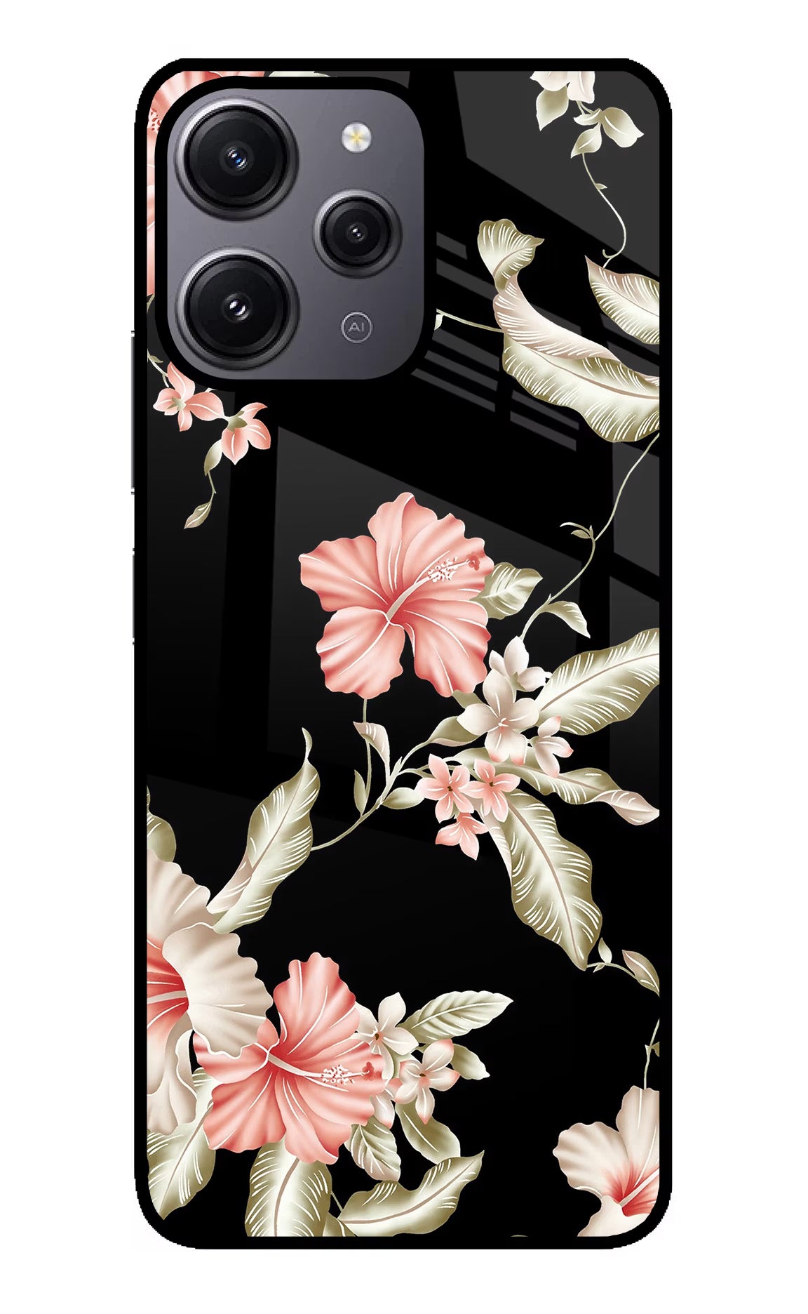 Flowers Redmi 12 4G Glass Case Back Cover by Casekaro