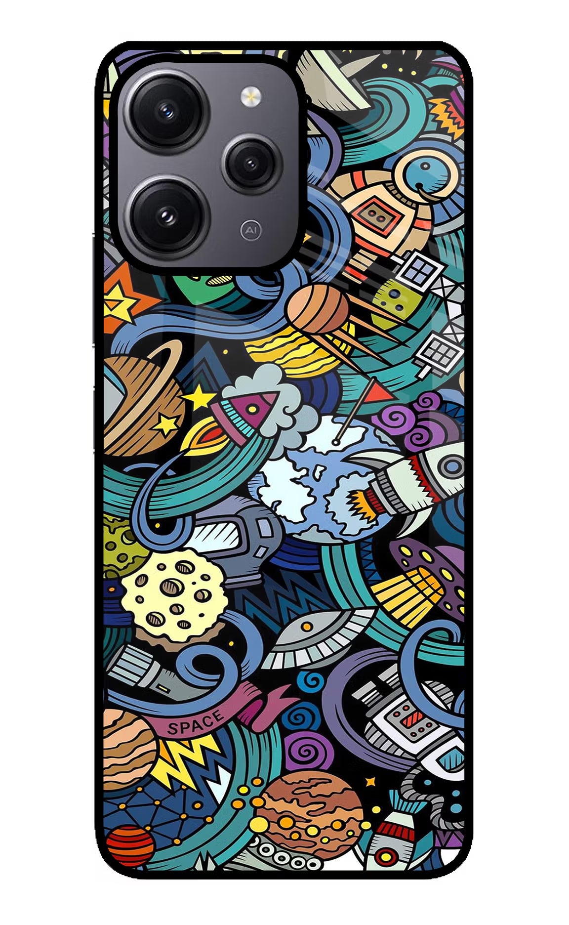 Space Abstract Redmi 12 4G Glass Case Back Cover by Casekaro