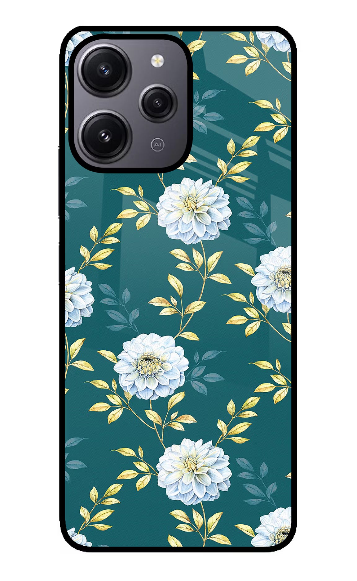 Flowers Redmi 12 4G Glass Case Back Cover by Casekaro