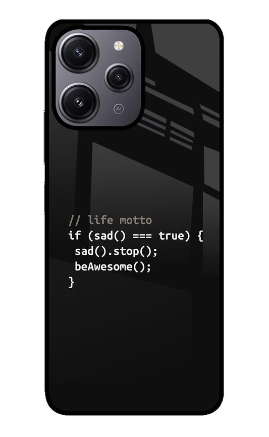 Life Motto Code Redmi 12 4G Glass Case
