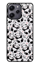 Cute Panda Redmi 12 4G Glass Case Back Cover by Casekaro