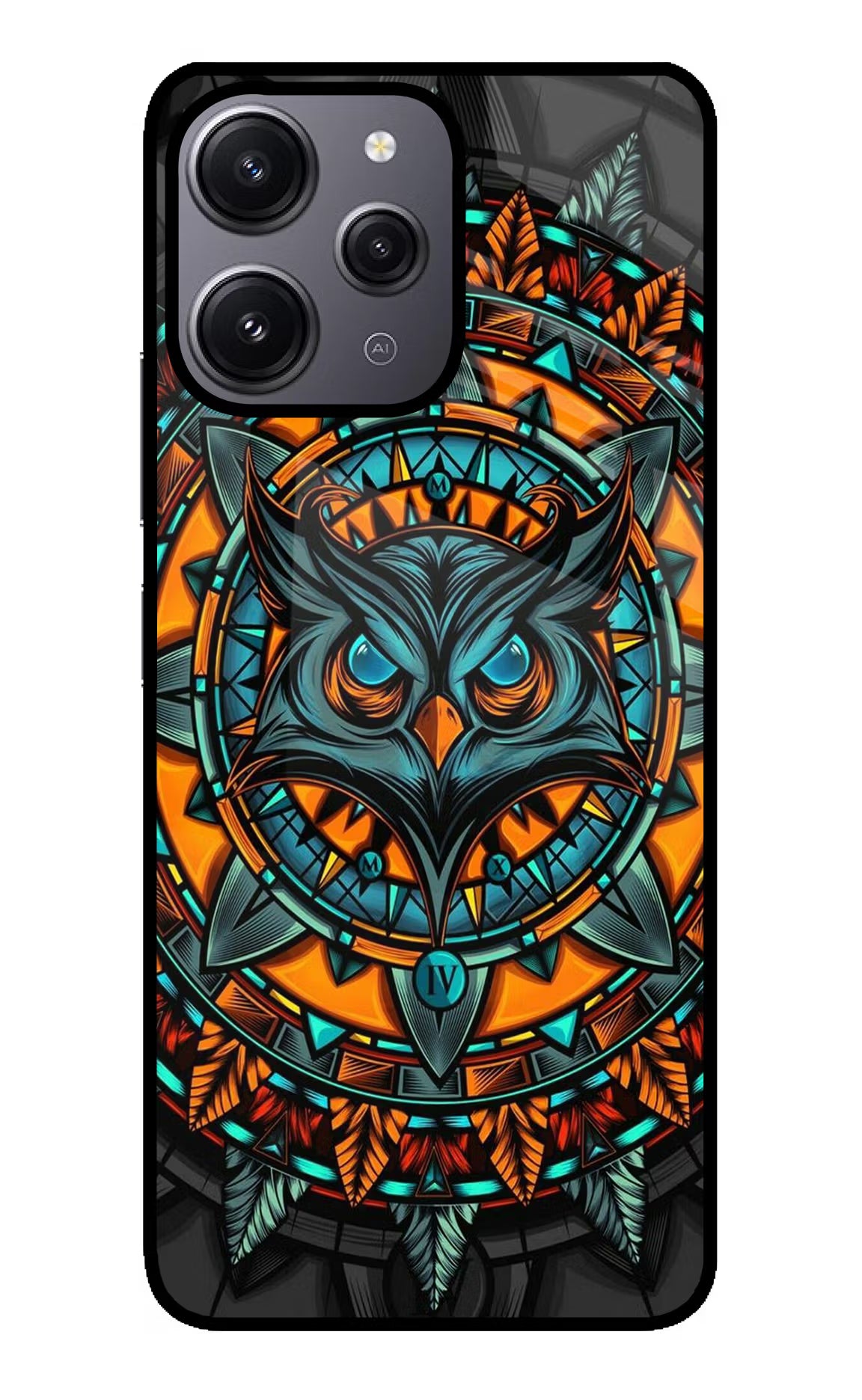 Angry Owl Art Redmi 12 4G Glass Case Back Cover by Casekaro