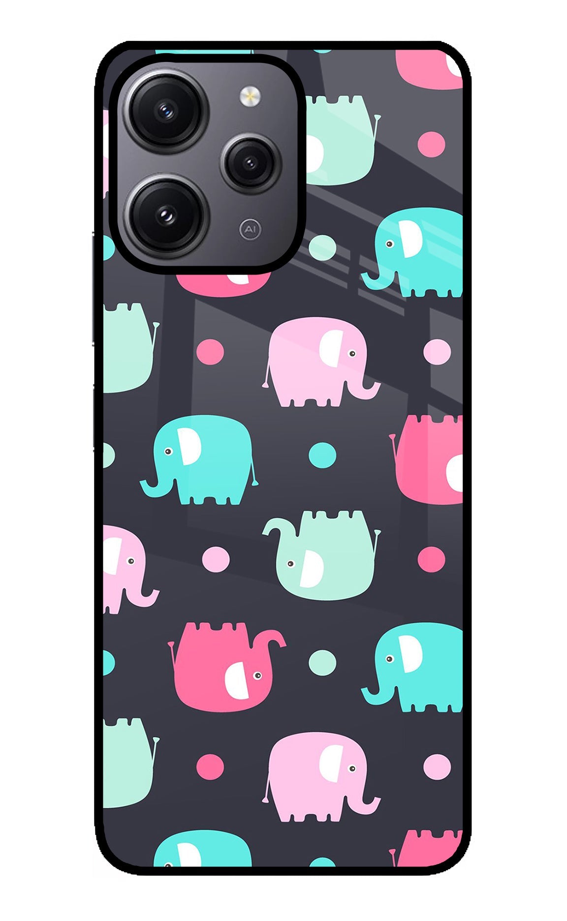 Elephants Redmi 12 4G Glass Case