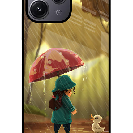 Rainy Day Redmi 12 4G Glass Case Back Cover by Casekaro