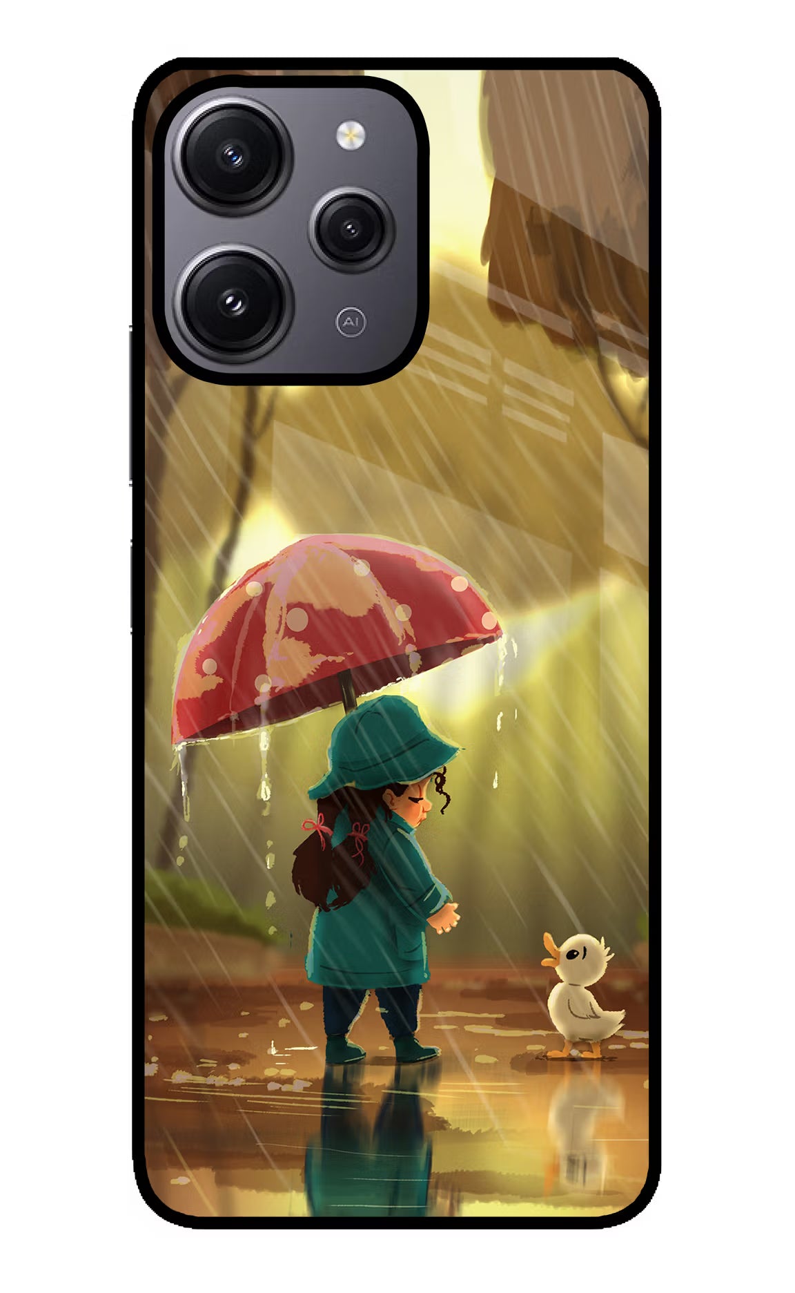 Rainy Day Redmi 12 4G Glass Case Back Cover by Casekaro