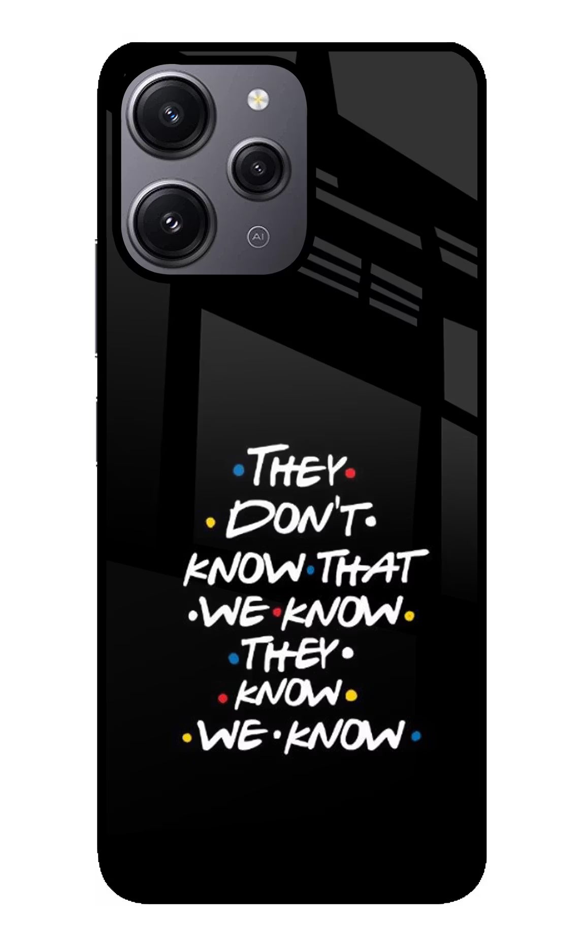 FRIENDS Dialogue Redmi 12 4G Glass Case Back Cover by Casekaro