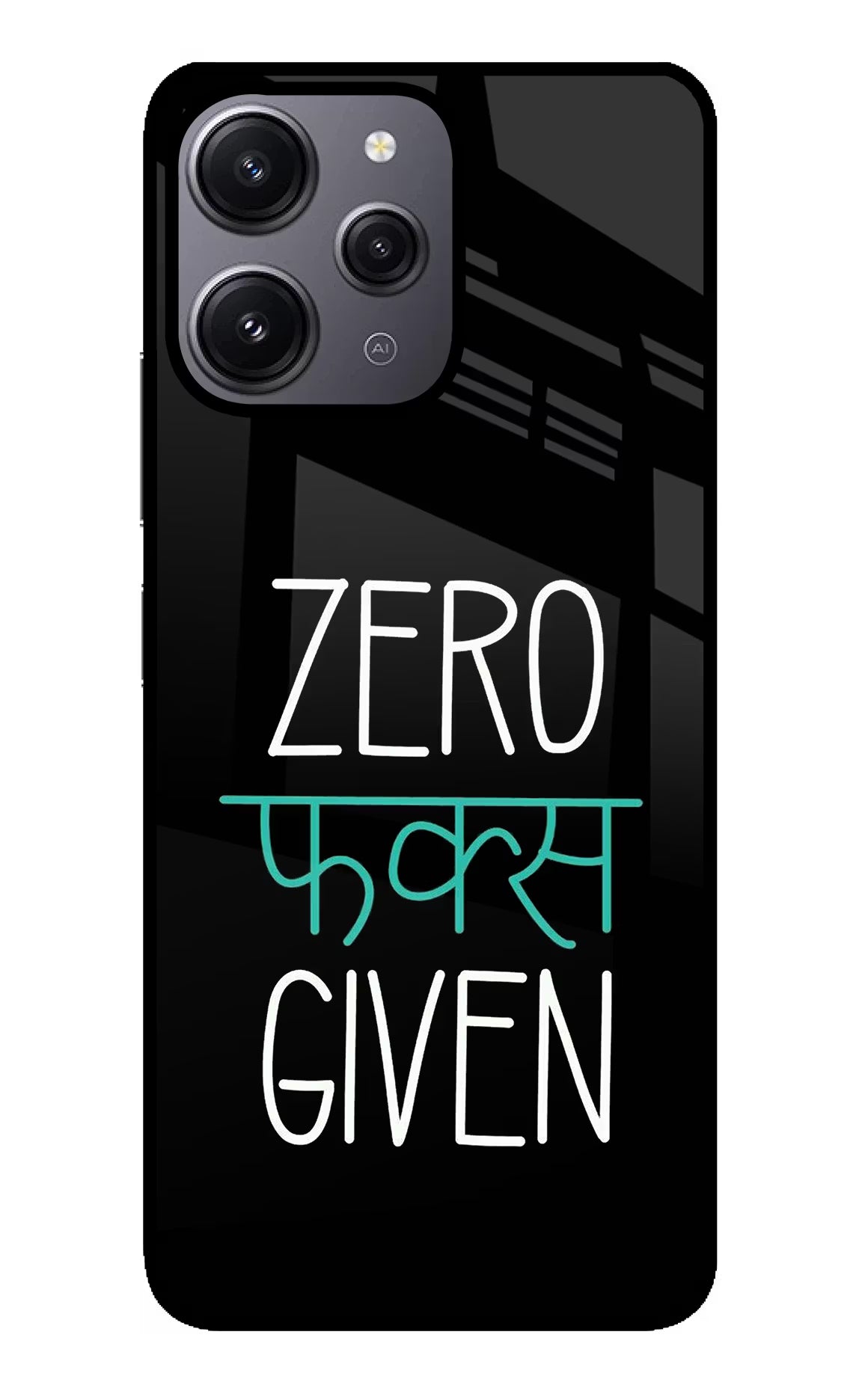 Zero Fucks Given Redmi 12 4G Glass Case Back Cover by Casekaro