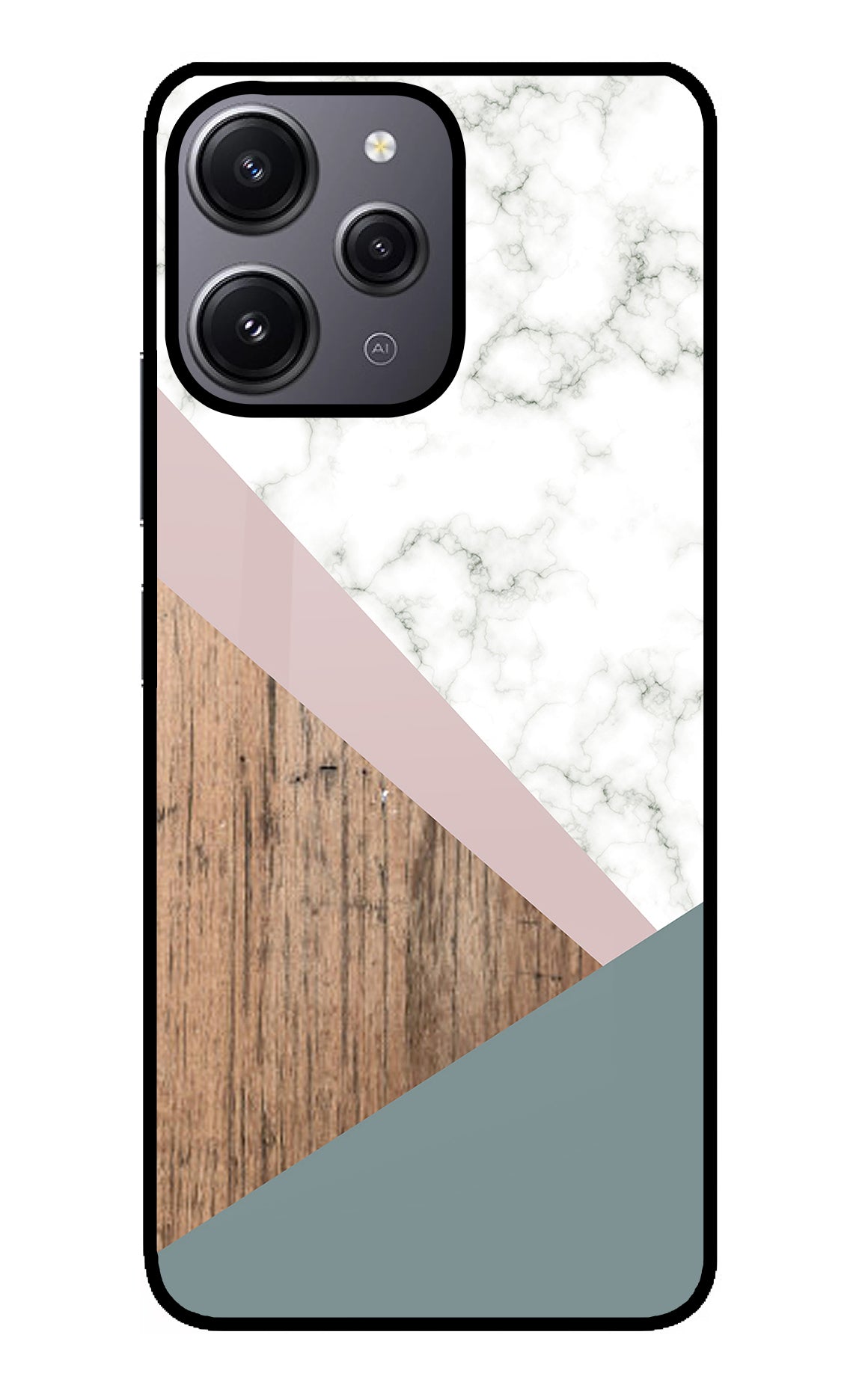 Marble wood Abstract Redmi 12 4G Glass Case