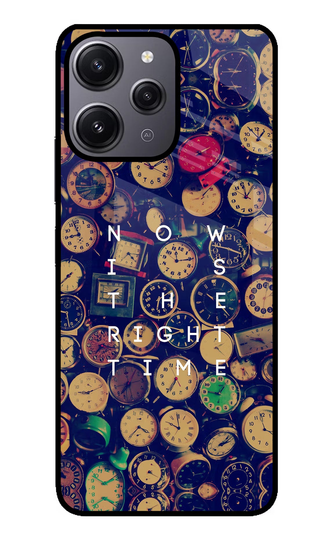 Now is the Right Time Quote Redmi 12 4G Glass Case Back Cover by Casekaro