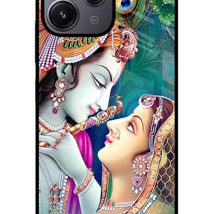 Lord Radha Krishna Redmi 12 4G Glass Case Back Cover by Casekaro