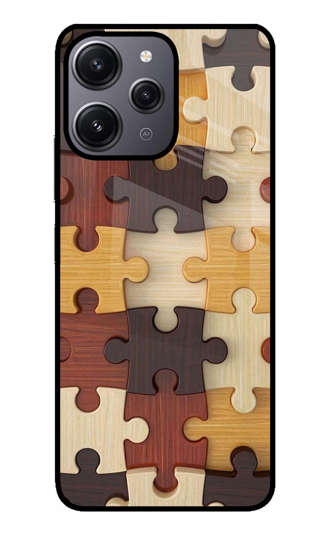 Wooden Puzzle Redmi 12 4G Back Cover