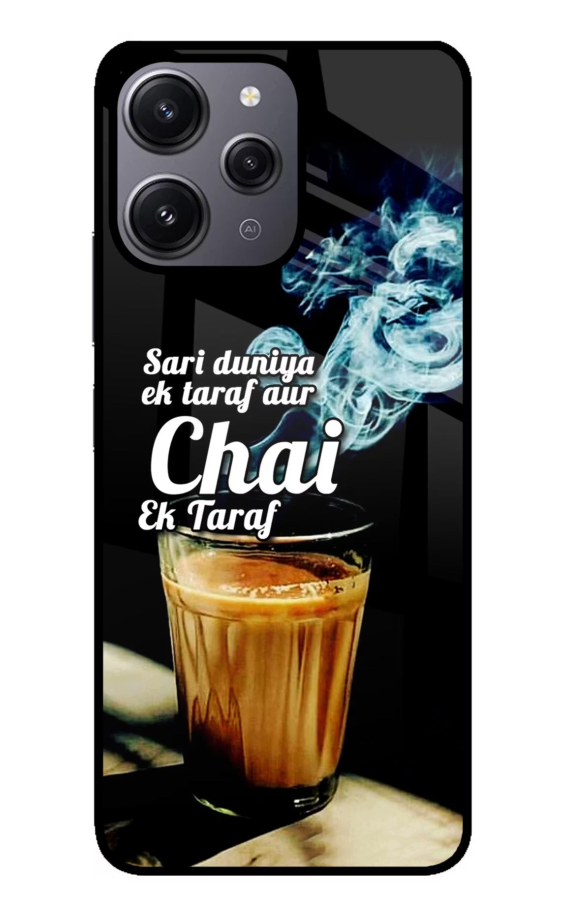 Chai Ek Taraf Quote Redmi 12 4G Glass Case Back Cover by Casekaro