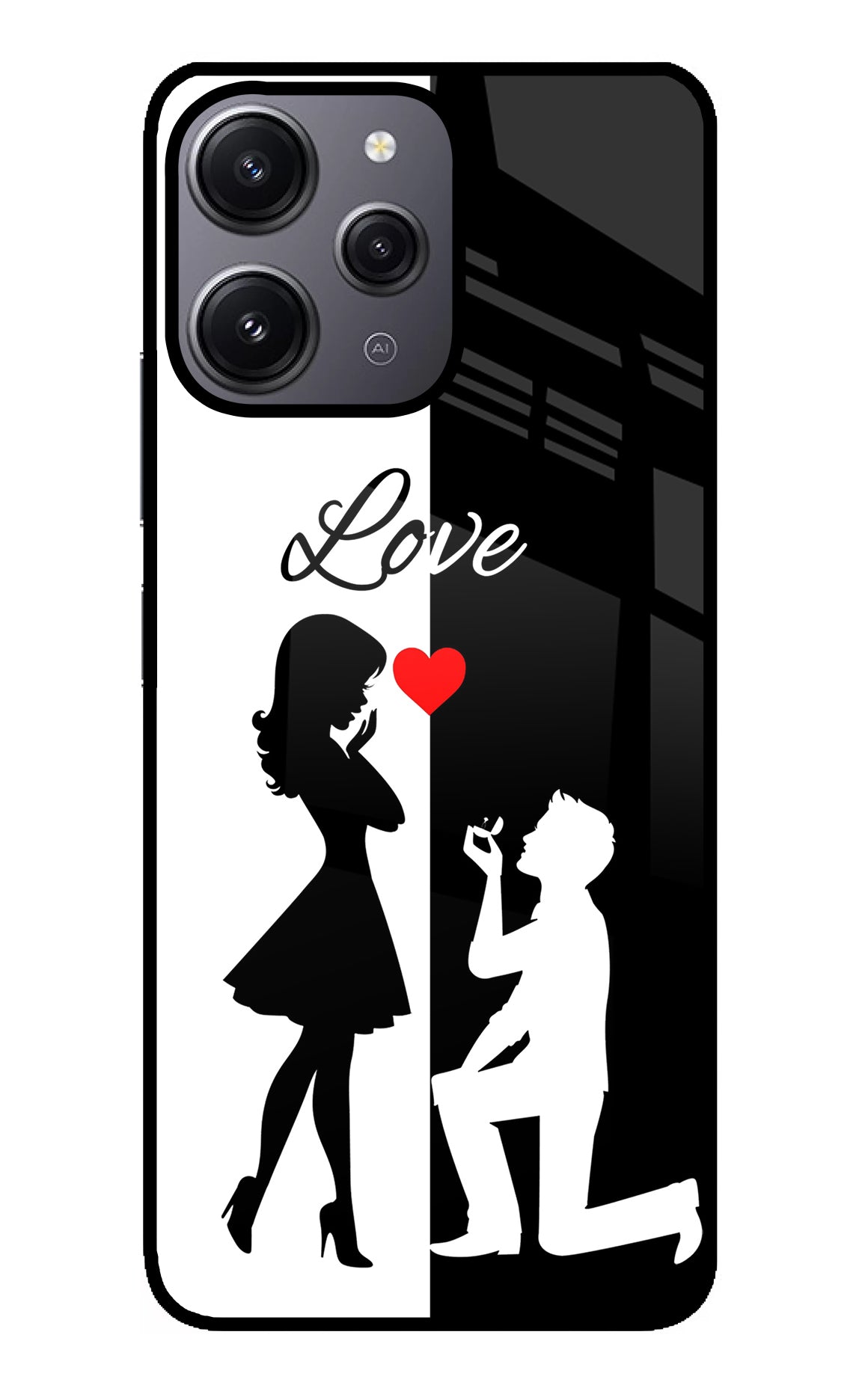 Love Propose Black And White Redmi 12 4G Back Cover