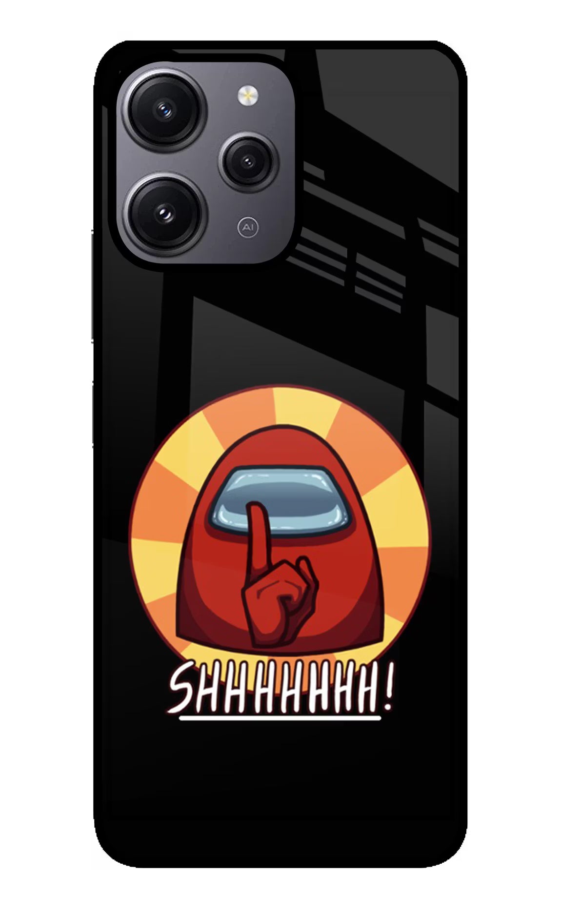 Among Us Shhh! Redmi 12 4G Glass Case Back Cover by Casekaro