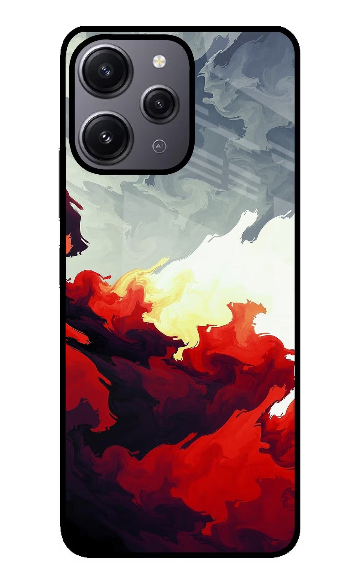 Fire Cloud Redmi 12 4G Glass Case Back Cover by Casekaro