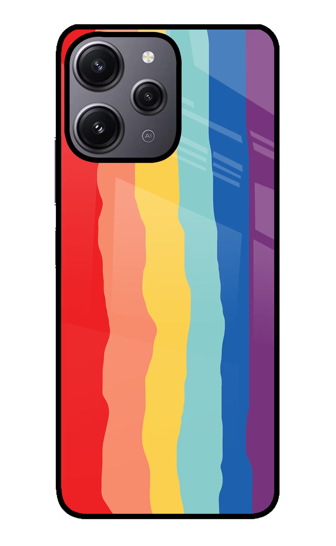 Rainbow Redmi 12 4G Glass Case Back Cover by Casekaro