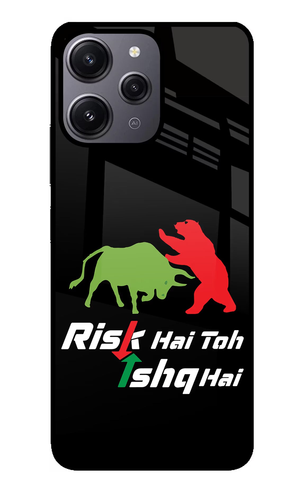 Risk Hai Toh Ishq Hai Redmi 12 4G Glass Case Back Cover by Casekaro