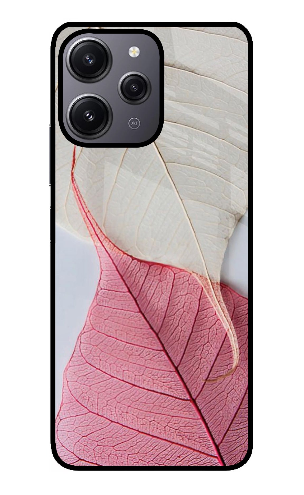 White Pink Leaf Redmi 12 4G Back Cover