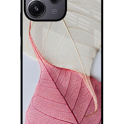 White Pink Leaf Redmi 12 4G Glass Case