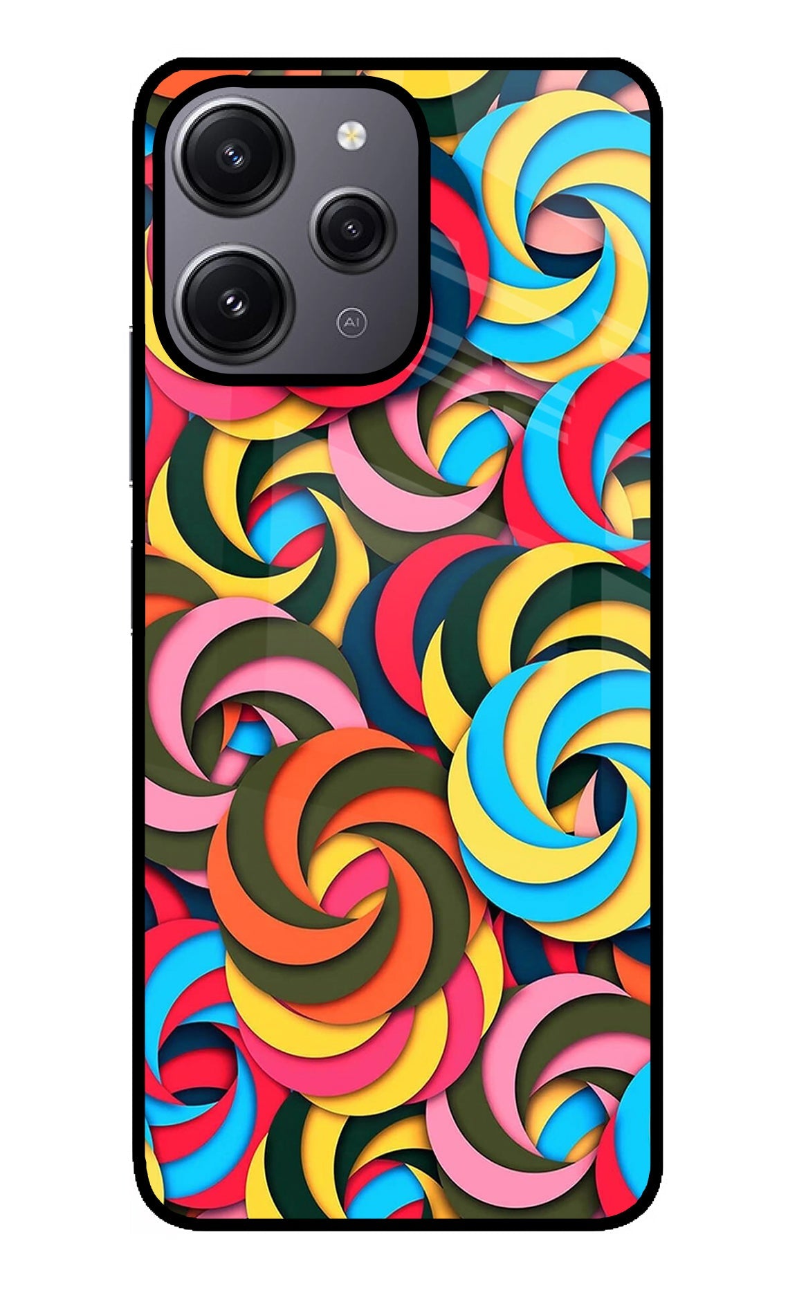 Spiral Pattern Redmi 12 4G Glass Case