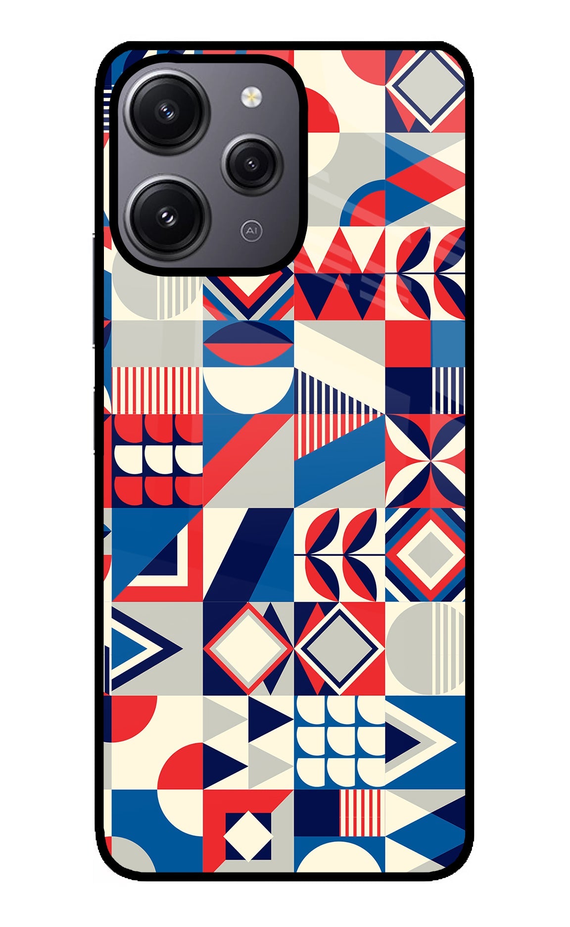 Colorful Pattern Redmi 12 4G Glass Case