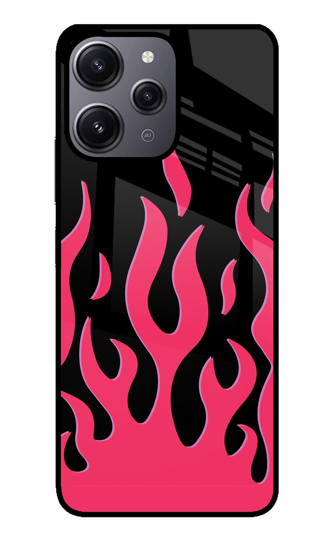 Fire Flames Redmi 12 4G Glass Case Back Cover by Casekaro