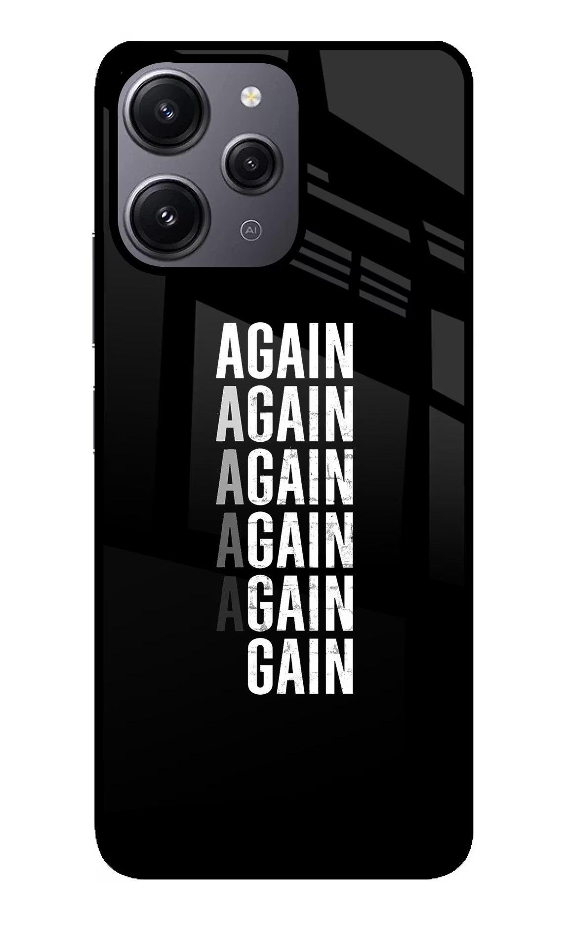 Again Again Gain Redmi 12 4G Glass Case Back Cover by Casekaro