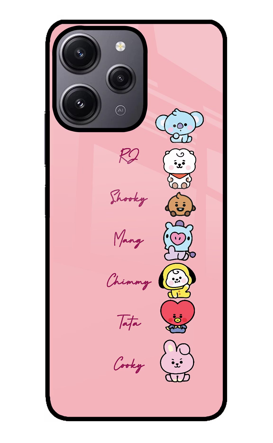 BTS names Redmi 12 4G Glass Case Back Cover by Casekaro